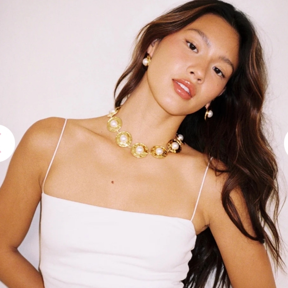 Frasier Sterling Athens Necklace 14k Gold Plated with Pearls NEW
